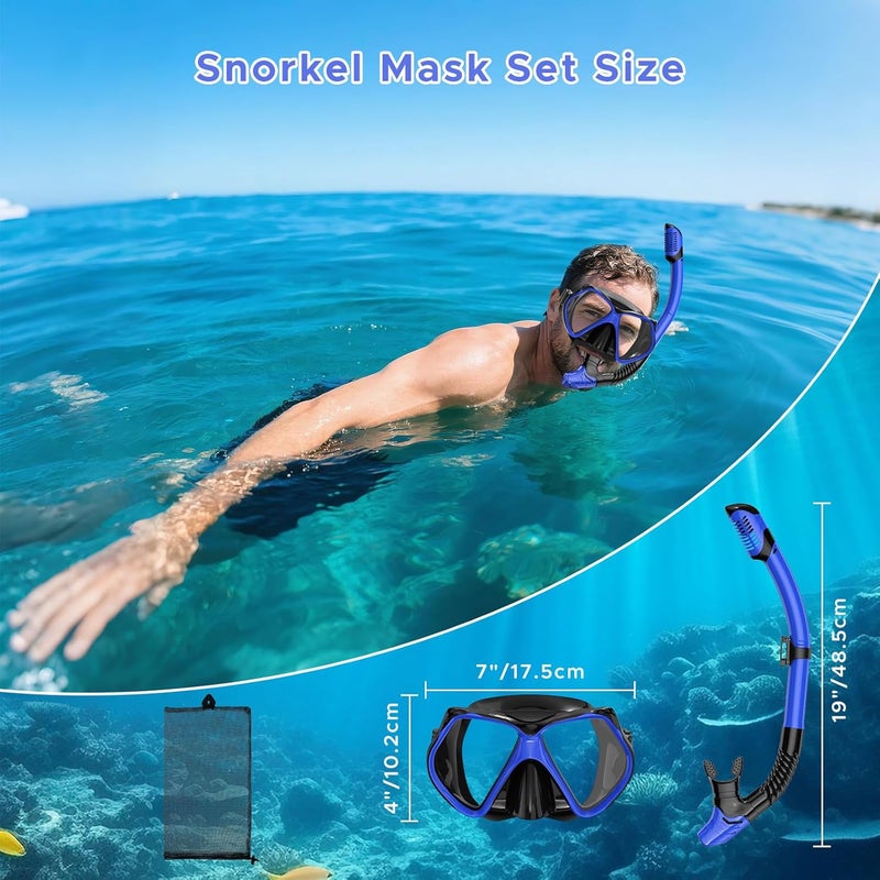 Jwintee 2 Pack Snorkeling Gear for Adults, Dry Snorkel, Mask Set Adult, Diving Scuba Mask, Scuba Gear, Swimming Goggles with Nose Cover, Swim Freediving Tempered Glass Panoramic View Travel Packages - Image 4